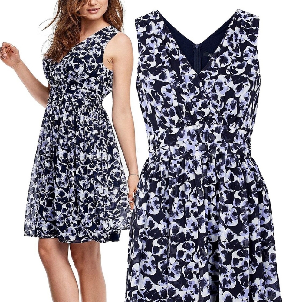 Crossover Front Sleeveless Floral Print Dress